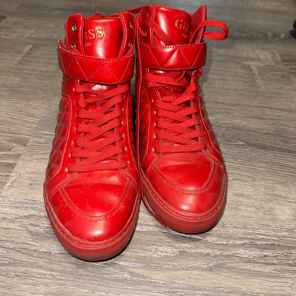 Guess Bold Red Quilted High-Tops